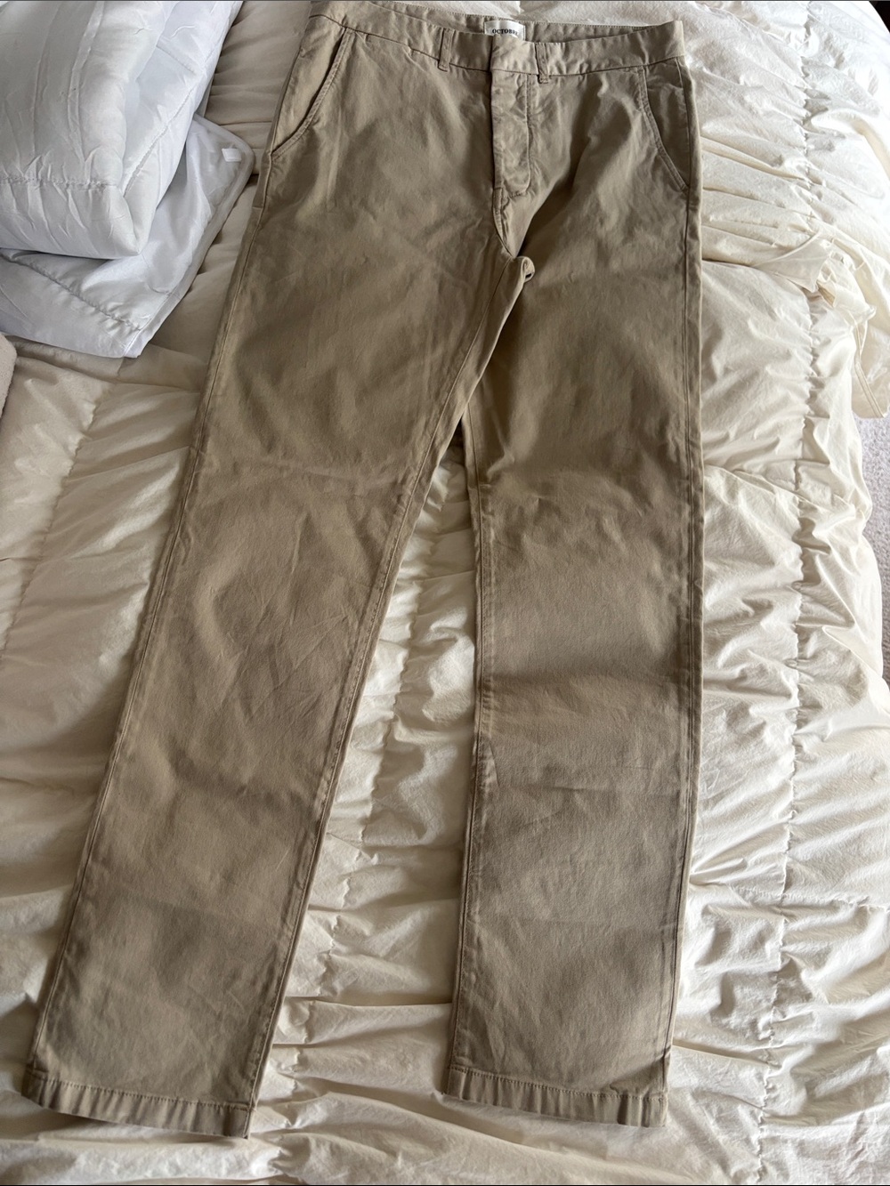 Sezane Slim Straight Khaki Chinos in Tan